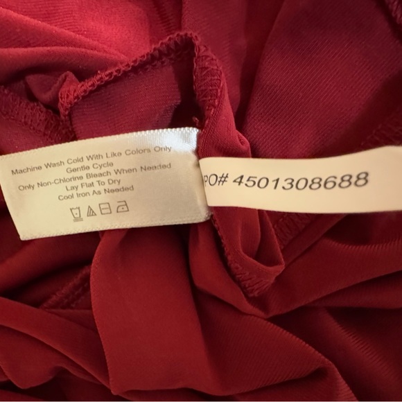 BOSTON PROPER Burgundy V-Neck Cold Shoulder Fit Fare Peplum Blouse Size M GUC - Picture 13 of 13